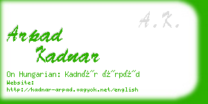 arpad kadnar business card